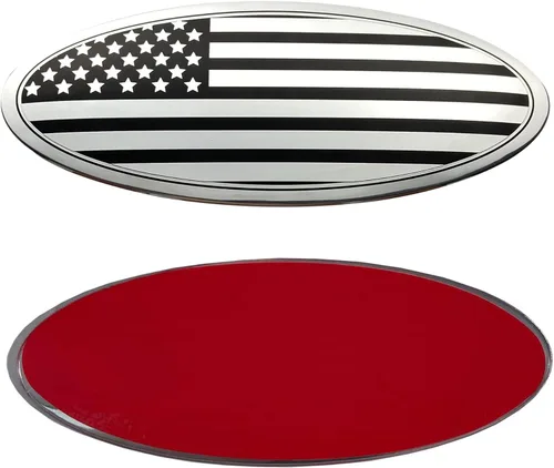 Miniatura 11 de CONGCONG Emblema para Ford Bronco, superposición de 5 pulgadas para portón trasero emblema ovalado de bandera americana negra para Ford Bronco Negro