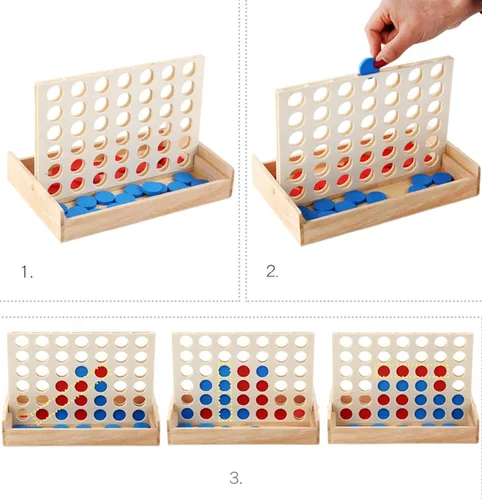 Miniatura 3 de Juego de mesa de madera 4 en una fila Línea plegable 4 juguetes clásicos de la familia juguete educativo para niños y familia
