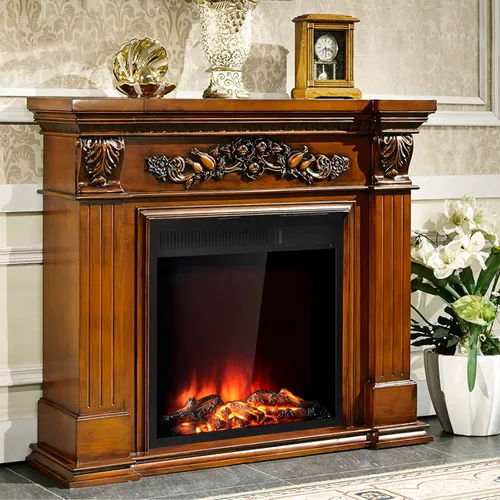 Miniatura 2 de Tangkula - Inserto de chimenea eléctrica de 22.5 pulgadas, calentador de chimenea eléctrica independiente y empotrado con control remoto, calentador