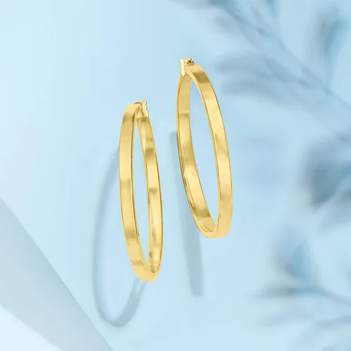 Miniatura 5 de Ross-Simons Pendientes de aro italianos de oro amarillo de 14 quilates con borde cuadrado, Oro, no conocido