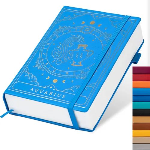 TIEFOSSI - Cuaderno de bolsillo con tapa dura punteado A5, papel de escritura de 100 g/m² de 400 páginas, cuaderno organizador para mujeres, Acuario