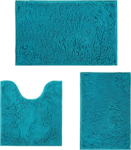 Miniatura 18 de Juego de alfombras de baño de 2 piezas, súper absorbente suave, gruesa, lavable en lavadora, alfombra de baño de chenilla antideslizante, alfombra