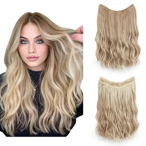 Miniatura 29 de SARLA Extensión de Cabello con Alambre Invisible con 3 Clips Pieza de Cabello Sintética Corta de Ondas de Playa Diadema Transparente Ajustable