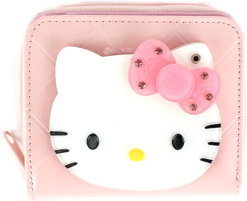 WINGHOUSE X Hello Kitty - Organizador de dinero con cremallera y espejo y monedero para niños niñas adolescentes color rosa coral Rosado Casual