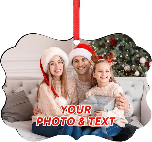 Miniatura 24 de Adornos de Navidad personalizados 2025, adorno de Navidad personalizado de doble cara, adorno de foto para árbol de Navidad para niños, mamá, papá