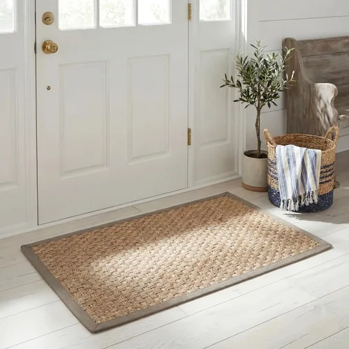 Miniatura 139 de Safavieh Natural Fiber NF114P - Alfombra redonda de hierba marina, tejido de canasta, con borde, de 244 cm, color gris Natural/ gris