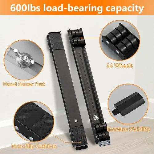 Miniatura 3 de LUCKUP Rodillos de electrodomésticos resistentes con barra de palanca, soporte extensible para lavadora, rodillos para muebles, base de refrigerador