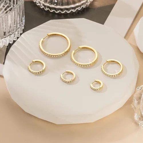 Miniatura 4 de NEARLAND Aretes de aro de oro de 14 quilates para mujer, aretes de aro de oro de 14 quilates, aretes de aro pequeños de oro hipoalergénicos