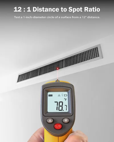 Miniatura 4 de Pistola de temperatura láser con termómetro infrarrojo, pistola digital de temperatura de calor sin contacto para cocinar alimentos, horno de pizza
