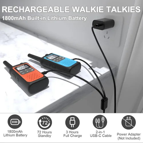 Miniatura 3 de Walkie Talkies para adultos de largo alcance, paquete de 2 walkie talkies recargables, 22 canales FRS, radios bidireccionales con receptor