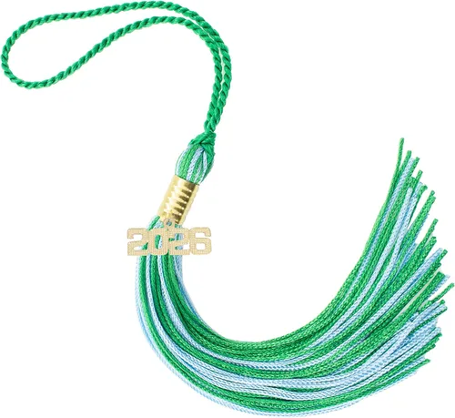 Miniatura 546 de Borla de graduación Aqua 2022, todos los colores escolares disponibles, fabricada en Estados Unidos