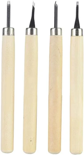 Miniatura 6 de Juego de herramientas de tallado de madera, 4 piezas, kit de cuchillos de tallado de madera, incluye cuchillos de corte de cincel