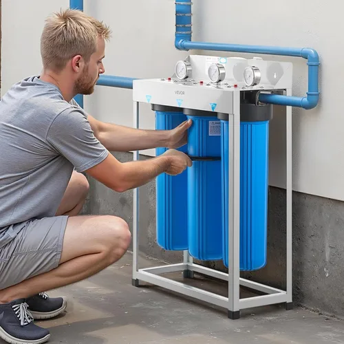 Miniatura 8 de VEVOR Sistema de filtro de agua para toda la casa, 3 etapas, sedimento, KDF, CTO Filtro purificador de agua para el hogar de 4.5 x 20 pulgadas que