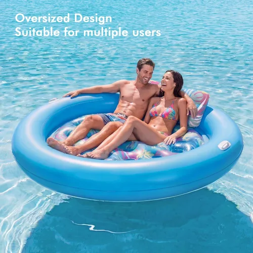 Miniatura 3 de OKSUWATER - Flotadores de piscina para adultos, resistente, 75 x 75 pulgadas, flotador inflable para piscina con almohada extraíble y asas