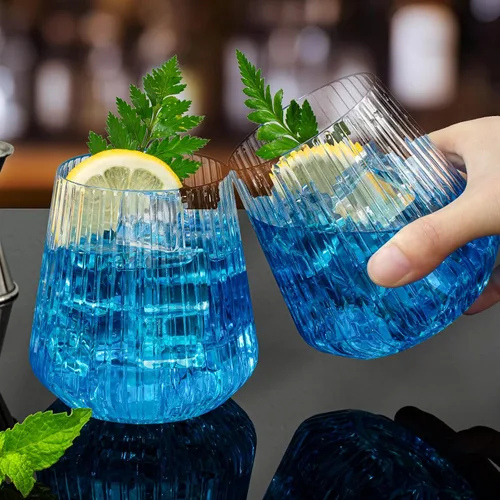 Miniatura 5 de BESTSTAR 36 Piezas Copas de Vino de Plástico Transparente Acanalado de 12 onzas, Copas de Champán Desechables de Origami Onduladas, Elegantes Vasos
