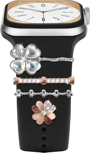 Miniatura 16 de ALMNVO Bling Charms de diamante para correas de Apple Watch, Charms de 46 mm, 45 mm, 44 mm, 42 mm, 41 mm, 40 mm, 38 mm, 49 mm, anillos decorativos