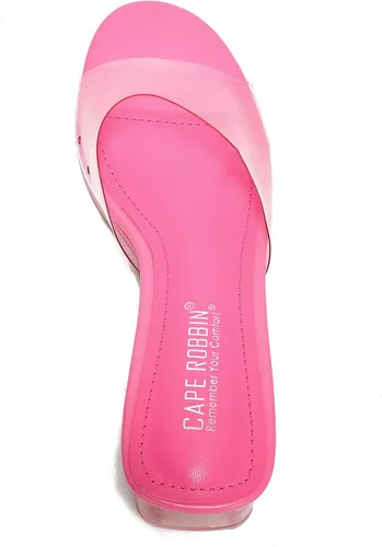 Miniatura 6 de Cape Robbin Anjelic - Sandalias transparentes de tacón bajo para mujer, con punta abierta redonda transparente