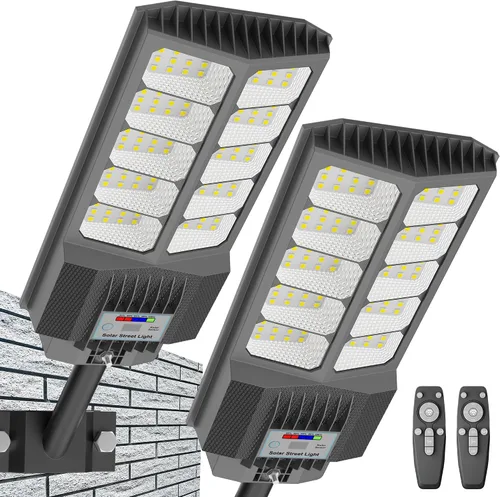 Miniatura 10 de Luces solares de calle de 6500 W impermeables para exteriores, luz solar comercial para exteriores, carga rápida, 120 luces LED solares de alto