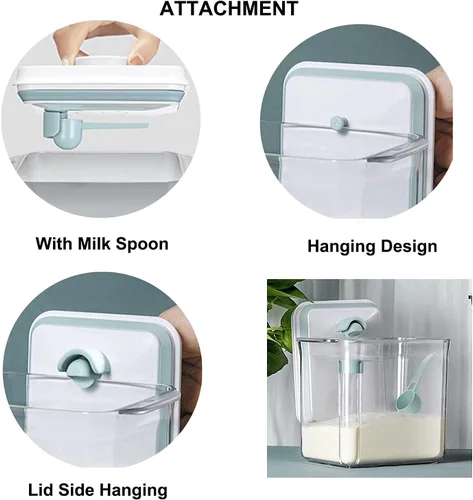 Miniatura 7 de Contenedor de fórmula para bebé dispensador de fórmula con raspador y cuchara, un botón, práctico contenedor de leche en polvo de 35.27 oz sin BPA