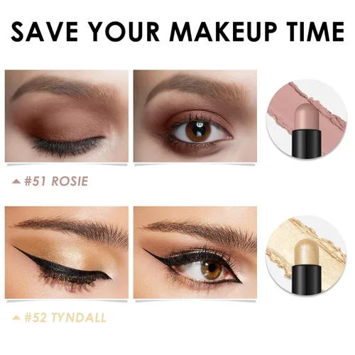 Miniatura 3 de FOCALLURE 2 unidades de sombra de ojos en barra crema, lápiz de sombra de ojos iluminador, juegos de sombra de ojos con fórmula a prueba de arrugas