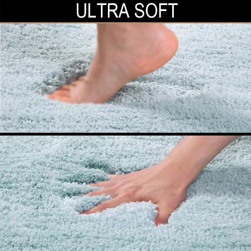 Miniatura 6 de Walensee - Juego de tapete antideslizante para baño, mullido, de suave microfibra, absorbente de agua, lavable a máquina, alfombra de felpa gruesa