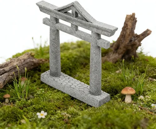 Miniatura 3 de livelyfish Decoraciones japonesas para pecera, decoración asiática de acuario Torii, adorno de puerta de Torii, santuario japonés, pagoda oriental