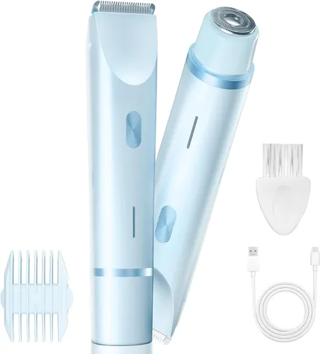 Recortadora de bikini para mujer, recortadora eléctrica de doble cabezal para áreas sensibles, impermeabilidad IP67, enjuagable, peluquero
