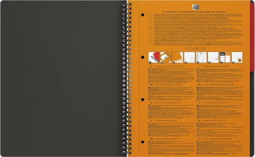 Miniatura 3 de OXFORD 100104329 Activebook International A4 + a cuadros con índice indexable y bolsillo para documentos, bloque de cuaderno en espiral gris, una