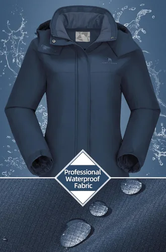 Miniatura 4 de CAMEL CROWN Chaqueta de esquí para mujer, abrigo de nieve de invierno grueso, forro polar cálido, impermeable, chaqueta femenina con capucha