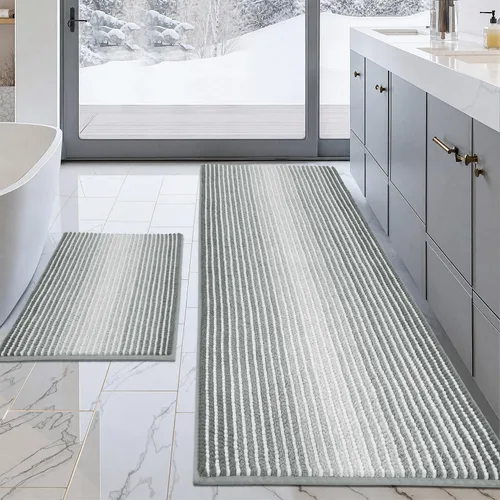 Miniatura 126 de Juegos de Alfombras y Tapetes para Baño, Juego de Alfombra de Baño de Felpilla Gruesa Absorbente de 2 Piezas Antideslizante, Tapetes Suaves