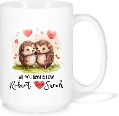 Miniatura 10 de Taza de café personalizada con diseño de zorro de 11 onzas, 15 onzas, divertida taza de viaje para pareja de zorros, taza de té con nombre y fecha