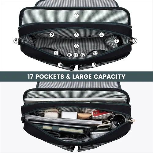 Miniatura 3 de LOVEVOOK Bolso para laptop para mujer, de 15.6 pulgadas con gran capacidad, maletín para computadora, bolso cruzado de hombro, bolsas para oficina