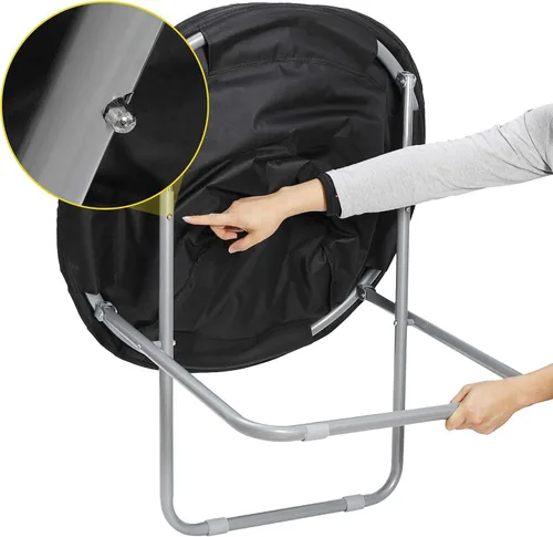 Miniatura 7 de Nouva Silla plegable, silla plegable de luna, silla de lectura redonda de piel sintética, silla de juegos con marco de metal para niños