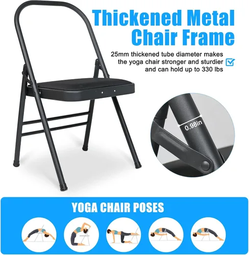 Miniatura 3 de INNOLIFE Foldable Backless Yoga Chair with Resistance Band for Abs & Core, Flexibility and Strength Training and Back Pain Relieving