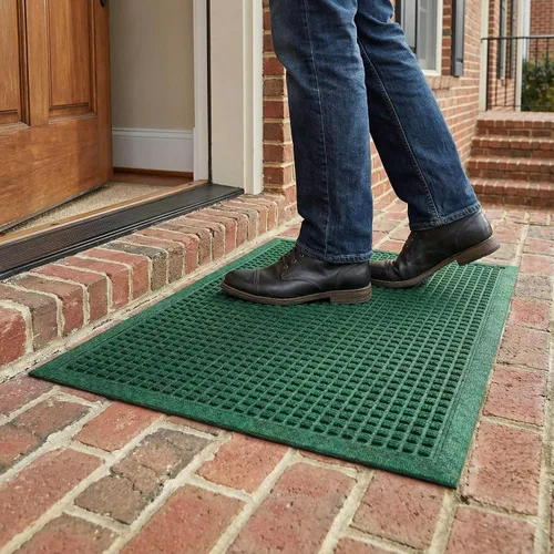 Miniatura 6 de Ecomills Tapete de goma para atrapador de agua, 18 x 30 pulgadas, azul, tapete de entrada absorbente para barro, lluvia, nieve, interior y exterior