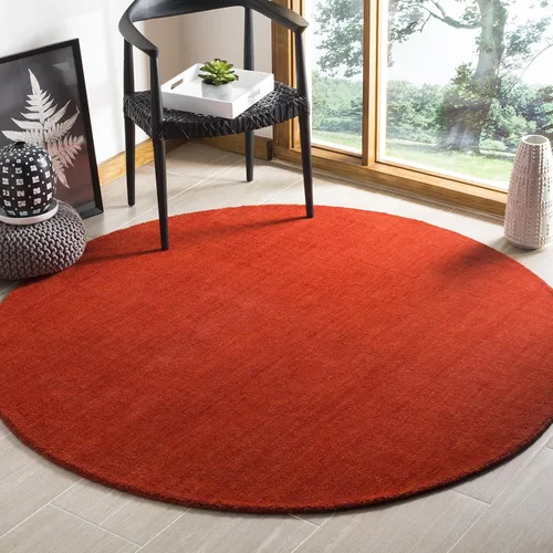 SAFAVIEH Himalaya Collection HIM311H - Alfombra redonda de lana de primera calidad, hecha a mano, 6 pies, color rojo
