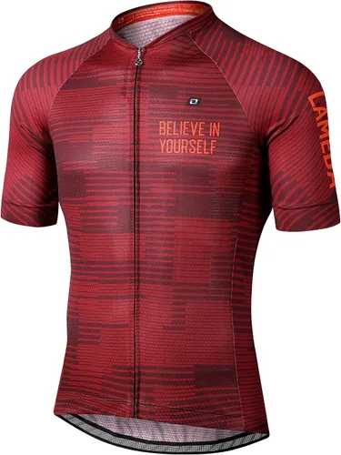 LAMEDA Maillot de ciclismo de manga corta para hombres transpirable mo-Wicking Mountain Bike camisa con cremallera completa con bolsillos