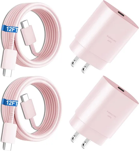 Miniatura 20 de Cargador súper rápido tipo C, bloque de cargador de pared rápido USB C de 25 W y cable de carga rápida súper largo de 8 pies para Samsung Galaxy