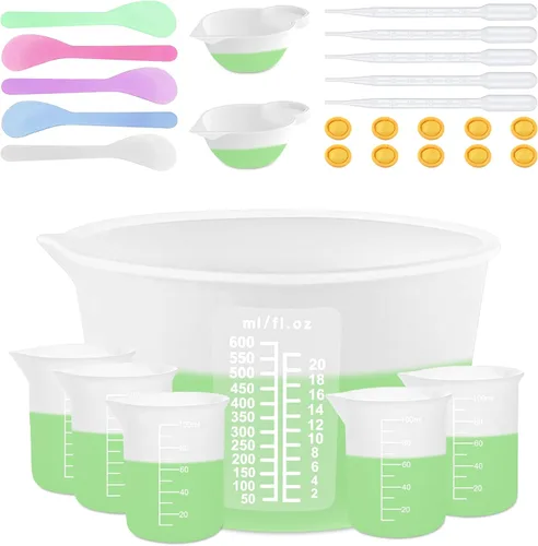Miniatura 10 de 6 piezas de juego de tazas de silicona, 500ml, 250ml y 125ml para tazas medidoras de silicona de epoxi, tazas de mezcla antiadherentes, moldes