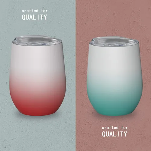 Miniatura 2 de Vasos de vino aislados con tapa, vasos de vino de acero inoxidable de 12 onzas sin tallo, vaso de viaje de doble pared para café, bebidas, champán