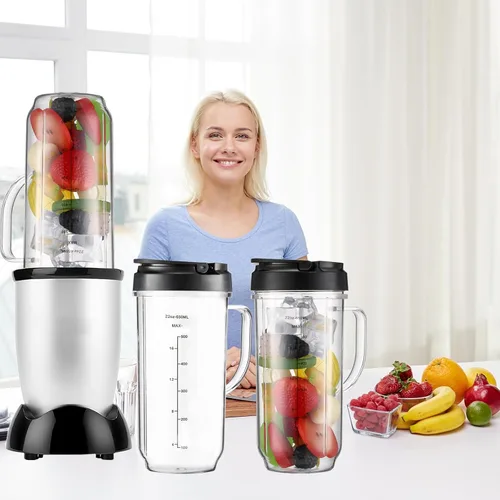 Miniatura 7 de Vasos de repuesto para piezas de repuesto Magic Bullet de 22 onzas compatibles con Magic Bullet MB1001 MBR-0701AK de 250 W (marcas medidas), tapa