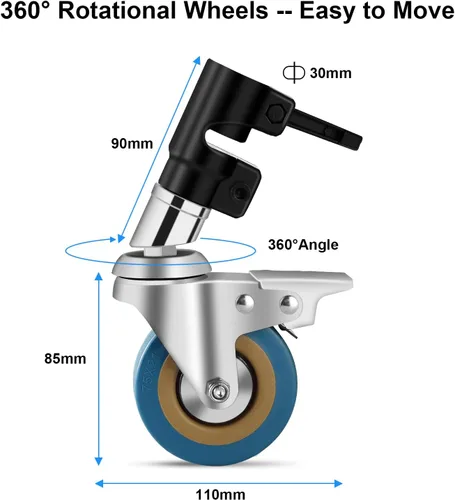 Miniatura 3 de Soporte en C resistente de 11.3 pies con ruedas de brazo de brazo de brazo de 4.2 pies, soporte de siglo de acero inoxidable resistente para estudio
