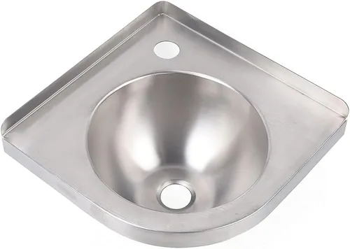 Miniatura 12 de Fregadero de acero inoxidable montado en la pared de un solo cuenco, lavabo triangular grueso para fregadero pequeño para cocina, baño, lavabo