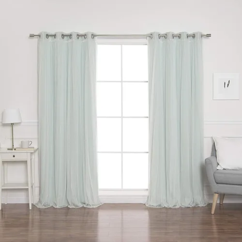 Miniatura 13 de Best Home Fashion Mix and Match - Juego de 4 cortinas de tul transparente y opacas, con ojales de acero inoxidable y níquel Rosa empolvado