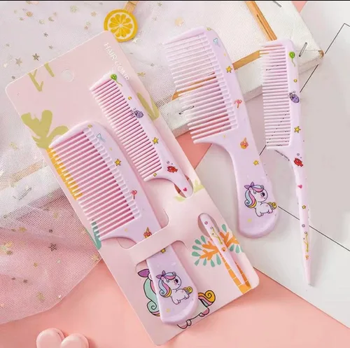 Miniatura 2 de Juego de peines para el cabello para niñas y niños, peine de plástico antiestático portátil para peluquería (verde)