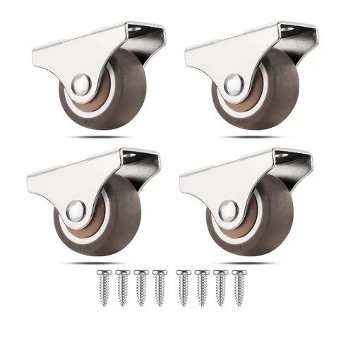 Mini ruedas giratorias fijas de 1 pulgada con rodamiento de bolas silencioso, ruedas giratorias pequeñas, ruedas giratorias de perfil bajo con parte