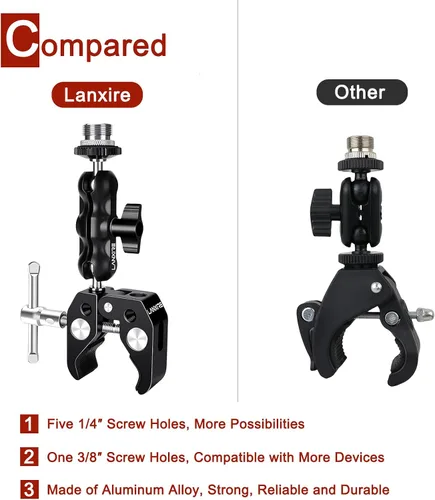 Miniatura 5 de Abrazadera de micrófono de montaje para micrófono con brazo mágico de cabeza esférica - Compatible con micrófonos - Carga máxima de 4.4 libras / 4.4