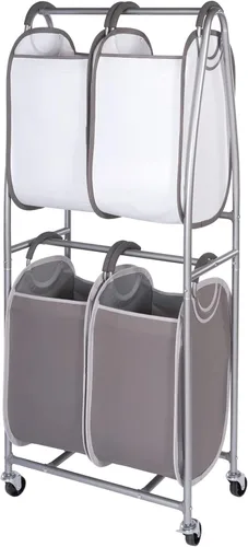 Neatfreak - Carrito de lavandería vertical de 2 niveles - Carrito de almacenamiento con ruedas con 4 cestas para lavandería, toallas, mantas y