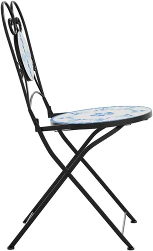 Miniatura 9 de vidaXL Sillas de bistro plegables 2 piezas, silla plegable, silla de comedor bistró para jardín al aire libre, muebles de patio, cerámica azul