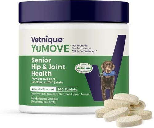 YuMOVE Suplemento para articulaciones de perros mayores con mejillón ActivEase de labios verdes - Glucosamina para perros, ácido hialurónico y Omega